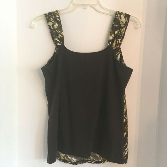 Ann Taylor silky camisole ladies tank top size L petite brown cream & gold chic - Picture 3 of 7